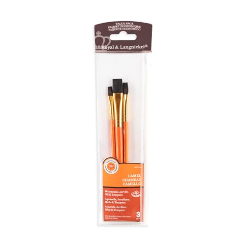 Royal & Langnickel Royal Zip N' Close Camel Flat 3-Piece Brush Set Royal & Langnickel