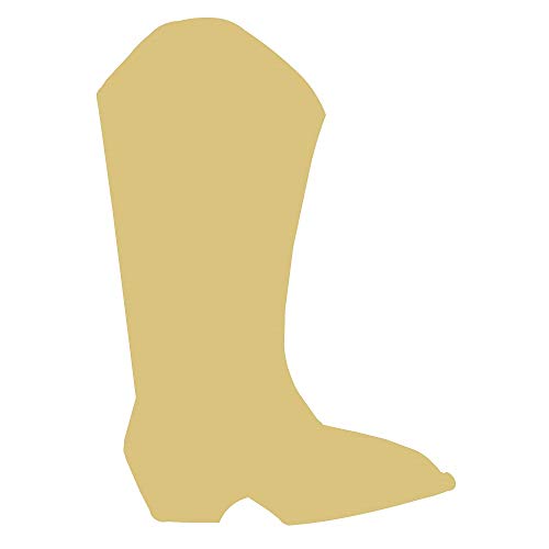 Cowboy Boot Cutout Unfinished Wood Spurs Horseback Riding Horse Shoes Rodeo Farm Ranch Texas MDF Shape Canvas Style 4 (12")
