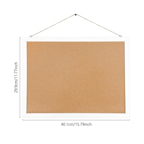 Cork Board Bulletin Board, 15.7"X 12" Cork Board, Rectangle White Oak Wood Finish Frame, Wall Mounted Cork Board for Office Home and School(Pins, Eye BGJRBY