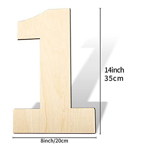 GDGDSY 14 Inch Blank Wood Number 1 Unfinished Wooden Number Sign Large Number 1 for Birthday Graduation DIY Craft Art Decoration Party Decoration. - WoodArtSupply