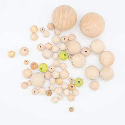 150Pcs Unfinished Wood Beads Bulk with Large Holes for Crafts, 18mm Natural Round Wooden Beads with 10m Jute Rope Beads Needle for Garland Jewelry - WoodArtSupply