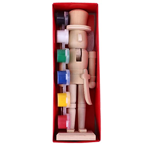 EXCEART Wooden Nutcracker Figures Wooden Unpainted Doll DIY Blank Paint Toy Christmas Nutcracker Soldier for Kids Gift DIY Craft Christmas Decoration EXCEART