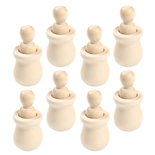 Kisangel 8pcs Hand Painted Ornaments Wooden Doll Bodiesd Wooden People pegs Blank peg Doll Unfinished Wooden Doll Peg Dolls with Cups Kid Toys DIY