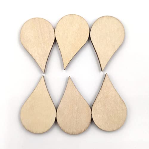 ARTIBETTER Wedding Decor 100 Pcs 30x18mm Wooden Slices Blank Unfinished Wood Teardrop Shaped Wooden Crafts Wood Cutout Ornament for DIY Art Craft ARTIBETTER