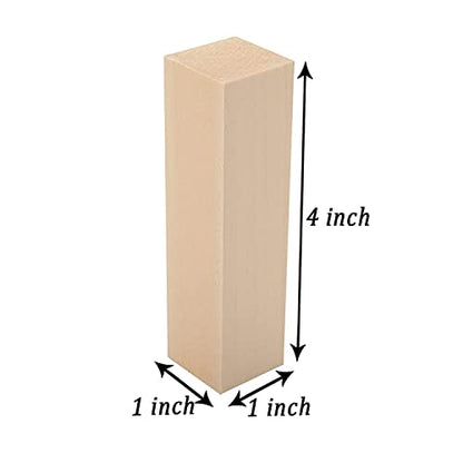 4 Inch Wood for Carving, 12 PCS Unfinished Wood Craft Cubes, Rectangular Wooden Blocks for DIY Carving, Crafting and Whittling for Adults Beginner