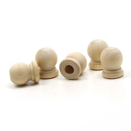 Mylittlewoodshop Pkg of 100 - Finial Dowel Cap - 3/4 inches Tall with 1/4 inch Hole Unfinished Wood (WW-DC8052-100) Unique Wood Shapes