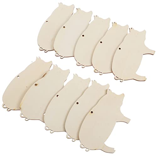 BESTOYARD 10pcs DIY Wooden Pigs Unfinished Wooden Cutouts Wood Blanks Wooden Label Tags Mini Pigs Slice Unfinished Wood Pigs Deer Out Wood Pigs BESTOYARD