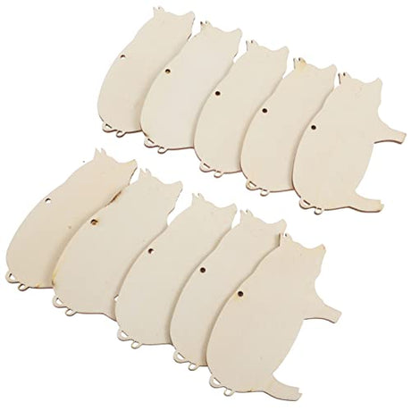 BESTOYARD 10pcs DIY Wooden Pigs Unfinished Wooden Cutouts Wood Blanks Wooden Label Tags Mini Pigs Slice Unfinished Wood Pigs Deer Out Wood Pigs BESTOYARD