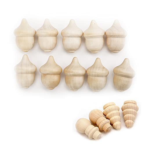 26Pcs Christmas Peg Dolls, Unfinished Wood Christmas Tree Acorn Snowman Figurines Body Shape for Arts and Crafts Children Kid Graffiti Drawing Toy - WoodArtSupply