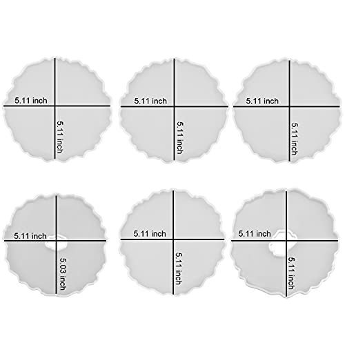 ResinWorld 6 Pack Geode Coaster Molds for Resin, Irregular Resin Coaster Silicone Mold, Coaster Epoxy Resin Molds for Making Agate Coasters Set ResinWorld