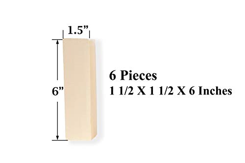 6 Medium Basswood Carving Blocks Measuring 1.5 X 1.5 X 6 Inches of Premium Carving/Whittling Wood. - WoodArtSupply