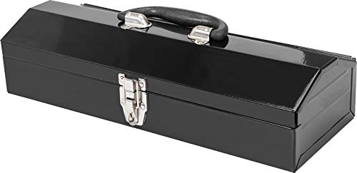 Torin ATB102B 16" Hip Roof Style Portable Steel Tool Box with Metal Latch Closure, Black - WoodArtSupply