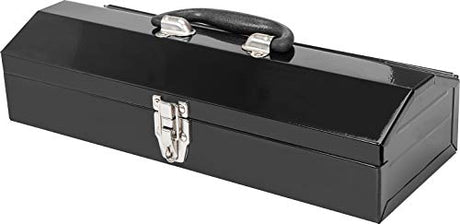 Torin ATB102B 16" Hip Roof Style Portable Steel Tool Box with Metal Latch Closure, Black Torin