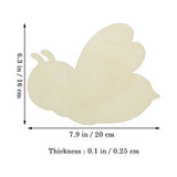 JANOU 6pcs Bee Shaped Wood DIY Craft Cutouts Honeybee Unfinished Wooden Blank Wood Embellishments Ornaments for Baby Shower Birthday Christmas Party JANOU