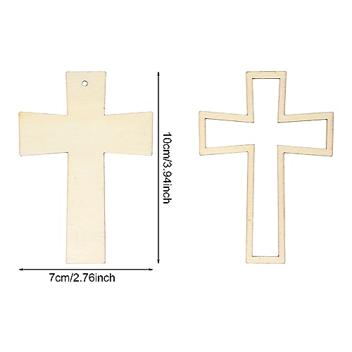 yueton 12PCS Double-Layered Cross Wooden Hanging Ornaments, Unfinished Blank Wood Pieces Wood Slices Wood Chips Embellishments, Wooden Gift Tags -