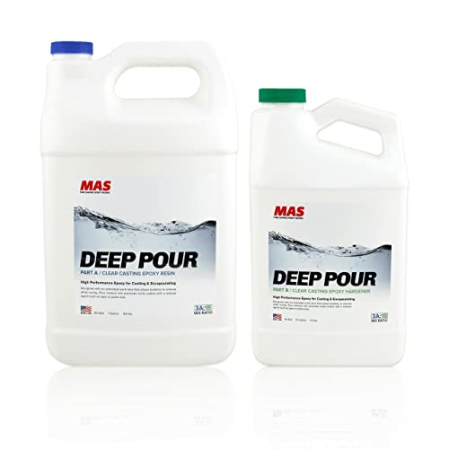 MAS Epoxies Deep Pour Epoxy Resin Kit - Crystal Clear, Slow Curing Epoxy Resin for Casting, River Tables, Encapsulating, Live Edge Slabs, Molds, MAS