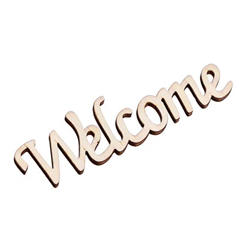 BESPORTBLE Word Welcome Cutout Unfinished Wood Welcome Sign Front Door Plaque Hanger Decor For Home Farmhouse BESPORTBLE