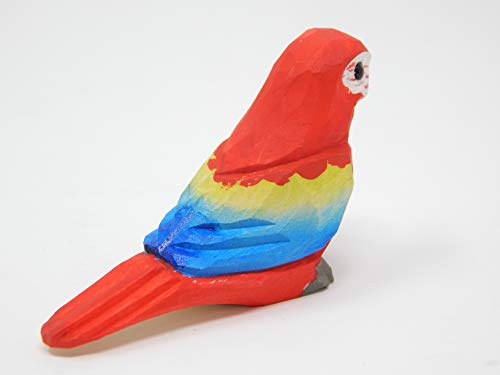 Selsela Scarlet Macaw Red Parrot Figurine Decoration Colorful Tropical Pet Miniature Wooden Bird Art Statue Craft Carved Small Animal Collectible - WoodArtSupply