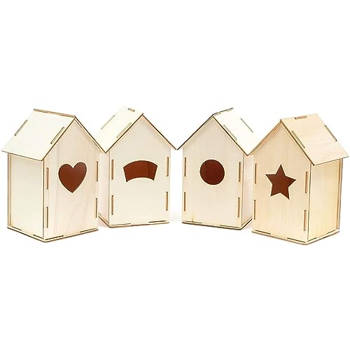 Mini Wood Bird Houses for DIY Crafts (4 Designs, 8 Count) - WoodArtSupply