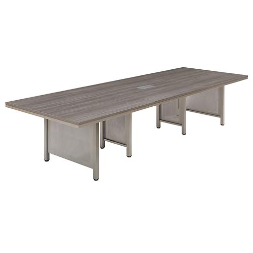 nbf signature series at Work Expandable Conference Table 12' Warm Ash Laminate Top/Brushed Nickel Painted Steel Leg with Modesty Panel - WoodArtSupply