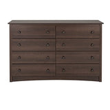 Prepac Fremont 8 Drawer Double Dresser for Bedroom, 15.75" D x 59" W x 36.25" H, Espresso Prepac