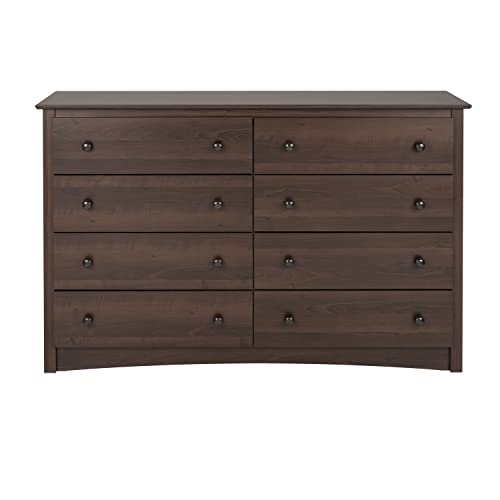 Prepac Fremont 8 Drawer Double Dresser for Bedroom, 15.75" D x 59" W x 36.25" H, Espresso - WoodArtSupply