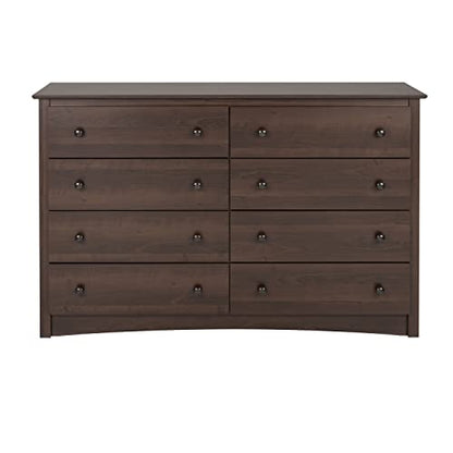 Prepac Fremont 8 Drawer Double Dresser for Bedroom, 15.75" D x 59" W x 36.25" H, Espresso - WoodArtSupply