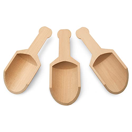 Small Wooden Spoons 4-3/8 Inches Long, 10 Unfinished Small Wooden Scoops for Jars, Bath Salts, Sensory Bins, Minerals, Candies, Sugar & Coffee, by