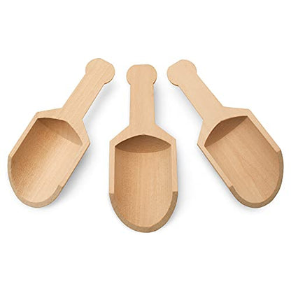 Small Wooden Spoons 4-3/8 Inches Long, 10 Unfinished Small Wooden Scoops for Jars, Bath Salts, Sensory Bins, Minerals, Candies, Sugar & Coffee, by