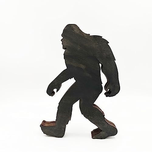 Sasquatch Figurine Decor, Wooden Centerpiece Bigfoot Decorations, 3D Multilayer Wildlife Wall Art Carved Bigfoot Decor, Wooden Yeti Figurine for Edlike