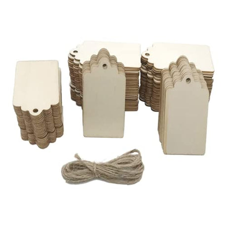 150 Pack Unfinished Wooden Tags with Hole, 2.7 x 1.5 Inches - Perfect for Hanging, Wedding Decor and Craft Projects Samlee
