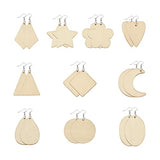 Craftdady 100pcs Unfinished Wooden Earring Blanks Rhombus Teardrop Oval Triangle Circle Flower Pendants Charms with 100pcs Earring Hooks & Jump Rings Craftdady
