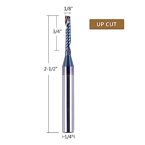 SpeTool Carbide O Flute Spiral Router Bit 1/8 Inch Cutting Diameter 1/4 Inch Shank with Coating Acrylic Non-Ferrous Metal CNC Milling Cutter SpeTool