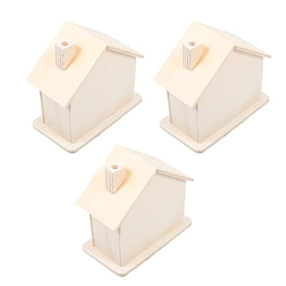 MAGICLULU 3pcs Unfinished Wooden House Piggy Bank Blank Wooden Piggy Bank DIY Blank House Piggy Bank for Kid Craft Home Decor