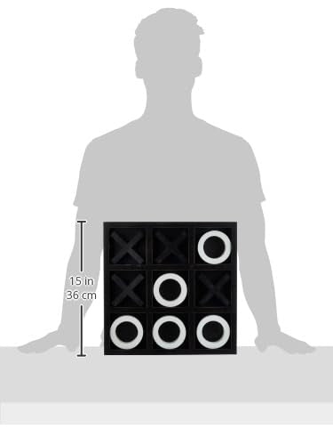 Deco 79 Wood Tic Tac Toe Game Set with White Os, 14" x 14" x 2", Black Deco 79