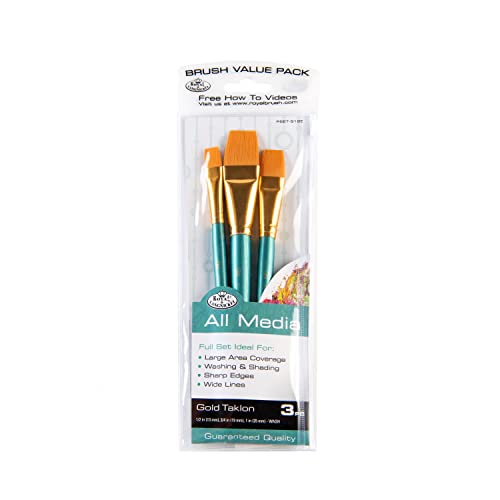 Royal & Langnickel Royal Zip N' Close Gold Taklon Glaze Wash 3-Piece Brush Set - WoodArtSupply