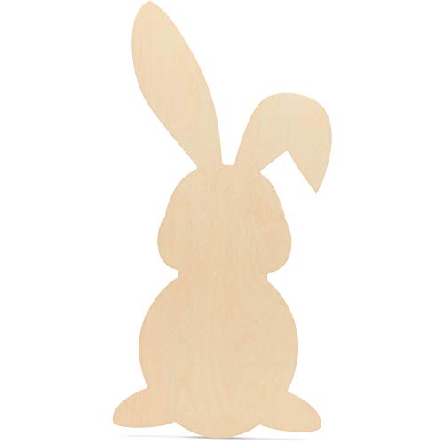 Wooden Easter Bunny Decor Cut Out, 20 x 9-3/4 Inch (1/4 Inch Thick), Pack of 1 Unfinished Wood Spring Bunny - Easter Craft, Paint and DIY by Woodpeckers