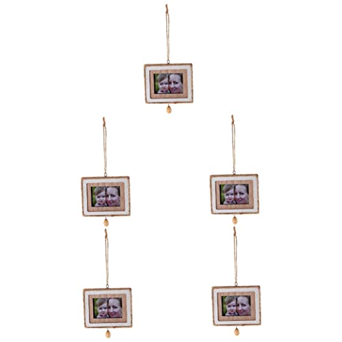 Toddmomy 5pcs wooden photo frame pendant hanging picture frame unfinished picture ornaments tiny house picture frame dollhouse picture frame wooden