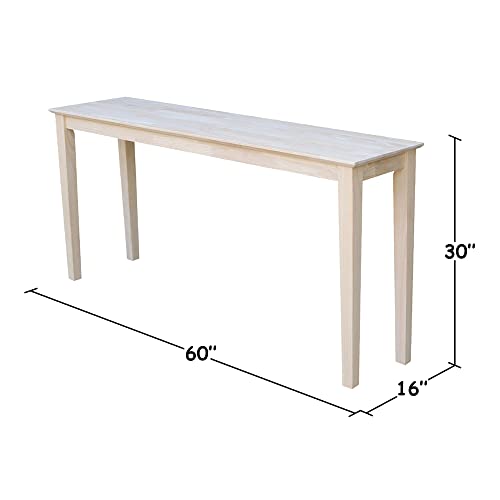 IC International Concepts Console Table, 60 in, Unfinished