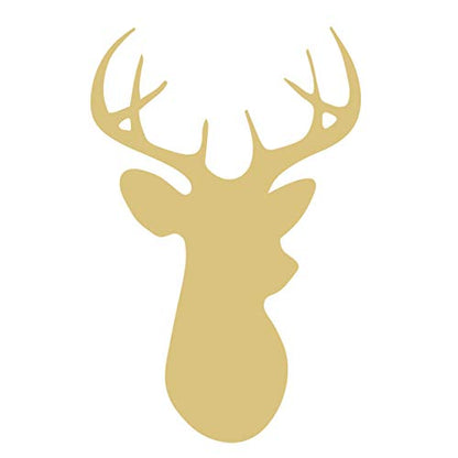 Deer Cutout Unfinished Wood Animal Holiday Seasonal Nursery Door Hanger MDF Shape Canvas Style 2 (12") - WoodArtSupply