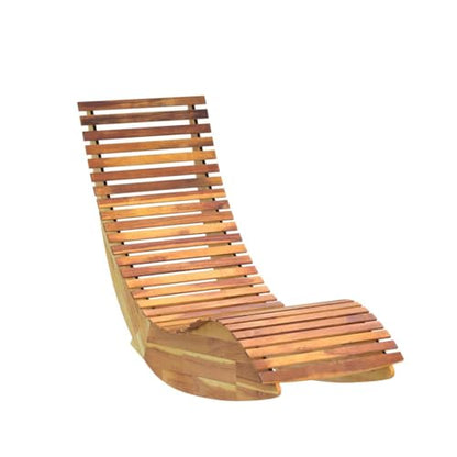 cucunu Chaise Lounge | Rocking Outdoor Lounger Chair Made from Acacia Wood | 330 lbs Capacity Wooden Furniture for Patio, Pool, Sauna