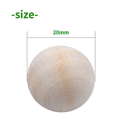 Natural Wooden Balls, 50 Pieces Unfinished Round Wood Mini Wood Craft Balls for DIY Jewelry Making Art Design(20mm)