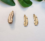 30pcs of Feather Shape DIY Unfinished Wood Jewelry,Laser Cut Natural Wood Earrings Blanks ,Wood Feather Shapes (2'') Yuxuanish