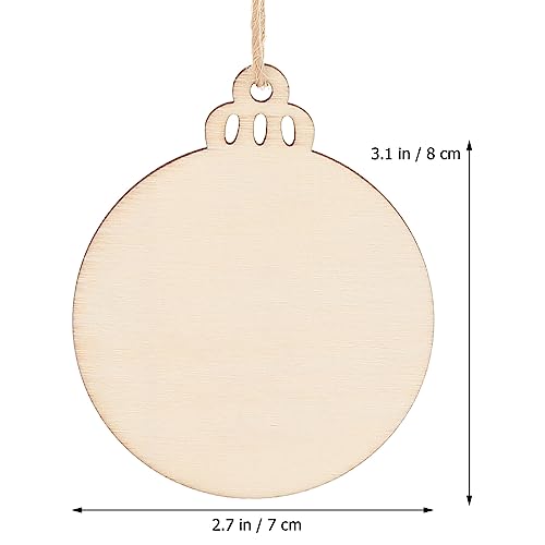 ABOOFAN Wooden Christmas Ornaments 30pcs Unfinished Wood Slices Blank Round Wood Discs Slices Xmas Tree Star Cutouts with Holes Xmas Hanging ABOOFAN