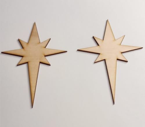 Set of 15 North Star Wood Blanks,Nativity Bethlehem Unfinished Wood Sta for Craft Supplies (4'') RUIXUAN