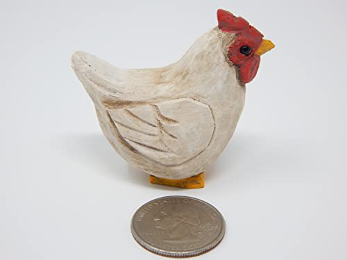 Selsela Hen Chicken Keychain Ring Clip Charm Farm Bird Miniature Wood Mini Figurine Small Animal Selsela