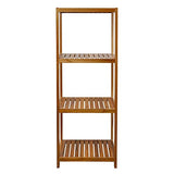 VaeFae Teak Bathroom Shelf, 4-Tier Storage Shelf, Wooden Stand Shelf Organizer for Bathroom, Kitchen, Living Room, Laundry, Garage VaeFae