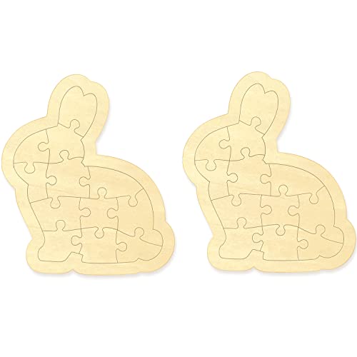 2 Pack Blank Puzzle Easter Bunny Shape with 12 Pieces to Draw on, Personalized Easter Basket Stuffers, Custom Puzzle 5.5x6.3 Inches for Crafts & DIY, - WoodArtSupply