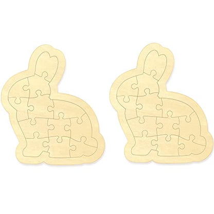 2 Pack Blank Puzzle Easter Bunny Shape with 12 Pieces to Draw on, Personalized Easter Basket Stuffers, Custom Puzzle 5.5x6.3 Inches for Crafts & DIY, - WoodArtSupply