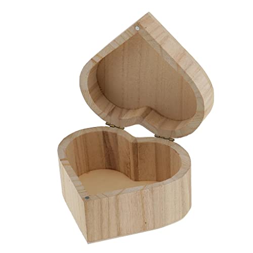 barenx Heart Shape Unfinished Wooden Jewelry Gifts Box Wood for Kids DIY Craft Toys - WoodArtSupply